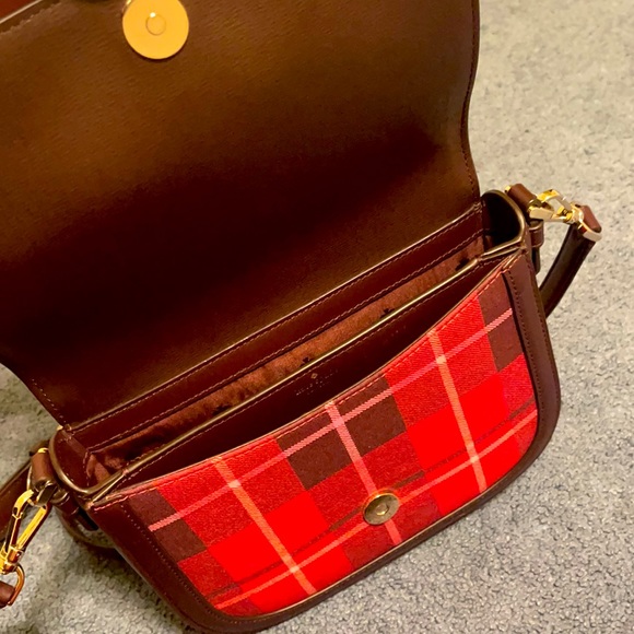 KATE SPADE. Crossbody plaid purse, 3 slit with zip opening, 1 open side on back - Picture 3 of 4